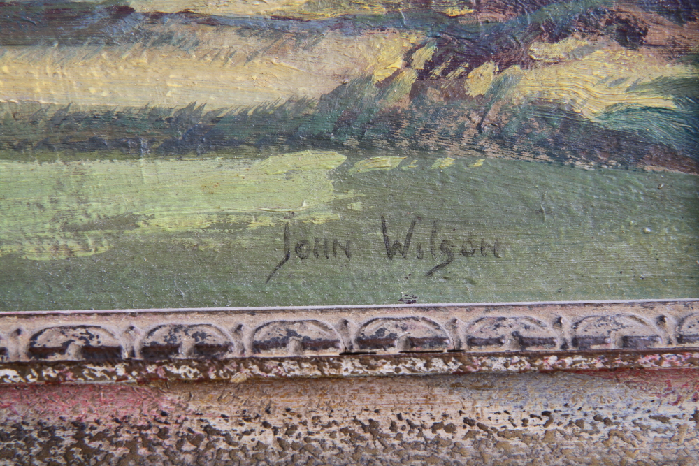 John Wilson: oil on board, landscape with farm buildings, in gilt frame - Bild 2 aus 2