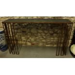 A Soane gilt metal custom-made console table with black marble top, 57" wide x 12" deep