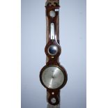 A Regency barometer, thermometer and hygrometer, in mahogany and inlaid case, by Ortelli