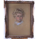 An early 20th century pastel portrait of a young boy, monogrammed IC, 17 1/2" x 23 1/2", in gilt