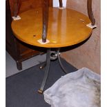 Osvaldo Borsani: a lacquered maple circular top occasional table, on brushed steel and gilt tripod