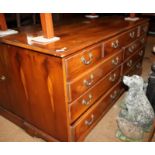 A yew double chest, fitted nine drawers, 60" wide
