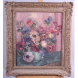 Cecile Porter?: impasto oil on canvas, anemones, 11 1/2" x 13", in gilt frame, and an impasto oil on