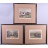 A set of four 19th century hand-coloured hunting prints, in ebonised frames, and two others