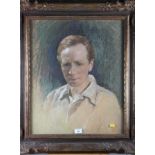 An early 20th century pastel portrait of an unknown gentleman, 19" x 23", in gilt decorated frame