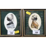 Johnson: a pair of silhouettes, unknown Regency lady and gentleman, in ebonised and gilt frames