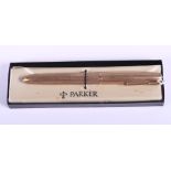 A 9ct gold cased Parker fountain pen, with engine turned decoration, in original fitted case