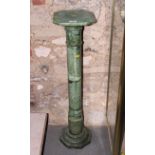 A green stained alabaster column, 46" high
