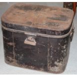 A 19th century black japanned tin storage box