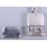 A silver hip flask with removable cup, 9.2oz troy approx