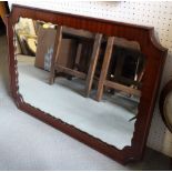 A mahogany framed wall mirror, plate 29" x 20"