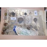 A collection of British pre-decimal coinage, World coins and bank notes, various