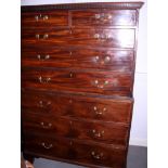A 19th century mahogany tallboy with dentil cornice over two short and six long graduated drawers,