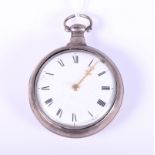 A Georgian silver cased pocket watch with white enamel and Roman numerals, the movement signed Viner