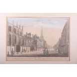 An 18th century French hand-coloured engraving, view of All Saints Church Oxford, 11 1/2" x 16 1/2",