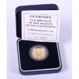 A 1997 Guernsey 24ct gold £25 proof coin, 7.8g, in original fitted box with certificate