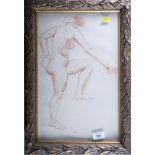 An early 20th century coloured pencil sketch, nude female figure, indistinctly signed and dated