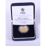 A 1997 Guernsey 24ct gold £25 proof coin, 7.8g, in original fitted box with certificate
