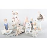 Seven Spanish porcelain figures, various, including Lladro and Nao