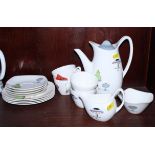 A Midwinter Stylecraft "Toadstool" pattern coffee set, designed by Jessie Tain, comprising coffee