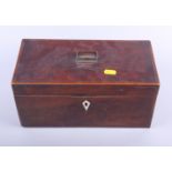 A Georgian mahogany and kingwood banded two-division tea caddy with central blending bowl recess,