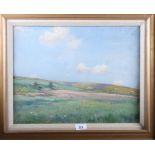 Arthur H Jenkins: Two oil paintings, The Little Field on the (Wiltshire) Downs", 13" x 17", in