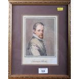 Gio Arrighetti: a 17th century watercolour portrait study, "Francesco Salviati", 8" x 5 3/4", in