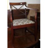 A late Regency mahogany carver chair, on square tapered supports