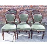 Six Victorian chairs, upholstered in a green velvet