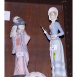 Two Lladro figures, Japanese woman with a fan and woman with a parasol