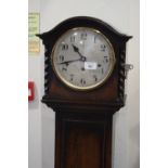 An oak long case clock with silvered dial by James Walker Ltd, 58" high