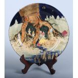 A Royal Dolton "Gnome" pattern series ware plate, designed by Charles Noke, gnomes at the base of