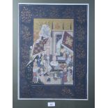 A pair of early 20th century Persian watercolours, after 16th century originals, 15" x 20", in