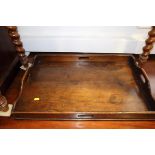 A butler's 19th century oak tray, on folding stand