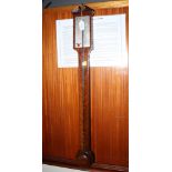 A Regency inlaid mahogany stick barometer, signed Corneletti