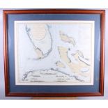 A 19th century map of Bedfordshire, a map of Florida and a print of a Pope, all framed and glazed