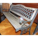 A painted aluminium slatted garden bench, 50" wide