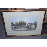 John Ratcliffe: watercolour, "Llanarmon DC", 11" x 15", in gilt frame, and a coloured print after