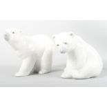 Two Lladro models of polar bears, 4" high