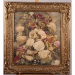 Phillip McCullum: a pair of 19th century watercolours, still life, roses, in gilt painted frame, 20"