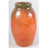 A Monart design mottled orange and brown glass vase, 9 1/2" high