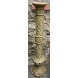 A mid 20th century carved alabaster jardiniere stand, 38 3/4" high