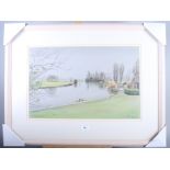 A colour print after Havell, Thames Scene, a plan of Henley Bridge, an aerial photograph of