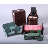 A quantity of painted wooden dolls house furniture