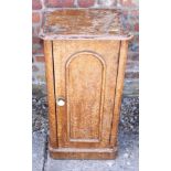 A mahogany bedside cupboard with panelled door, 17" wide (for restoration)