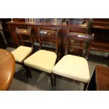 A harlequin set of six early 19th century mahogany rope twist bar back standard dining chairs,