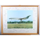 A signed photograph of the British Overseas Airways Corporation (BOAC) Super VC10 and a coloured