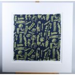 Henry Moore: a limited edition fabric print, "Treble Clef, Zigzag and Oval Safety Pins", unframed