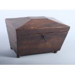 A 19th mahogany century two-division tea caddy, 8 1/4" wide