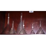 Six Venetian glass funnels, various